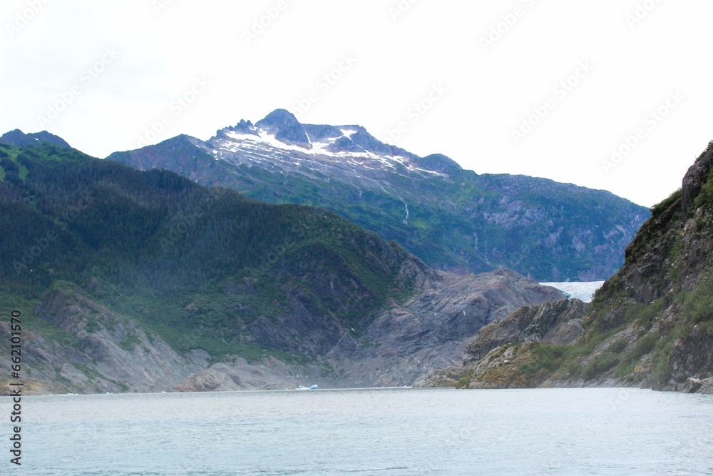 Mendenhall Lake and Rugged peaks, Juneau, Alaska