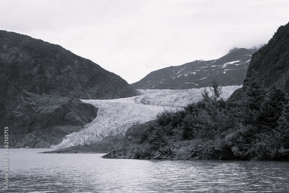 Mendenhall Glacier ice field and Mendenhall Lake,  Juneau, Alaska
