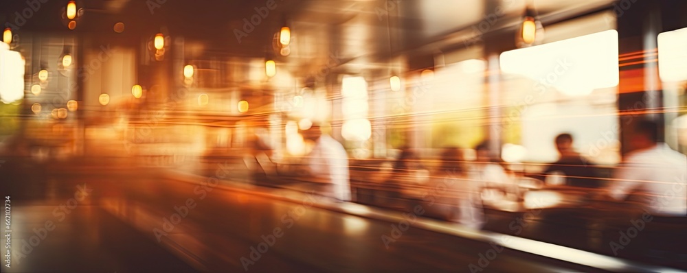 beautiful blurred background of a light resturant interior with beautiful lighting, blurred picture, copy space, Generative AI