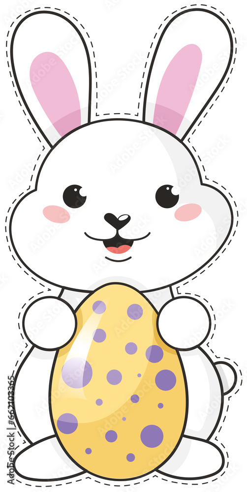 Naklejka premium Digital png illustration of rabbit with easter egg on transparent background