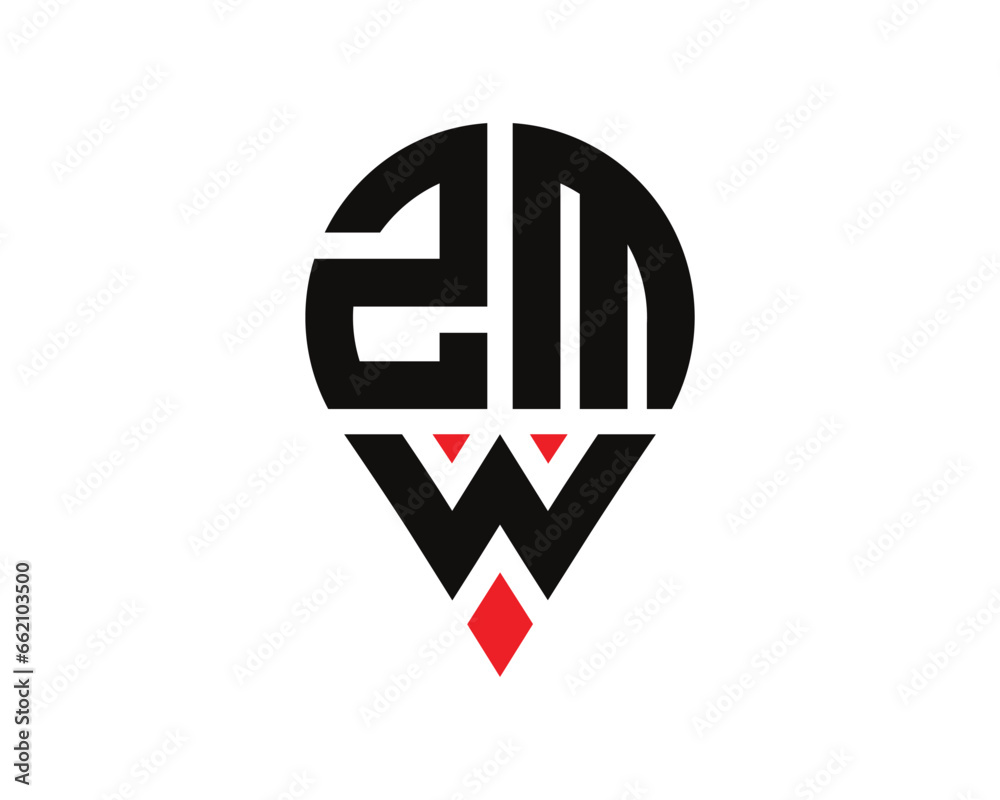 ZMW letter location shape logo design. ZMW letter location logo simple design. ZMW letter location shape logo design. ZMW letter location logo simple design.