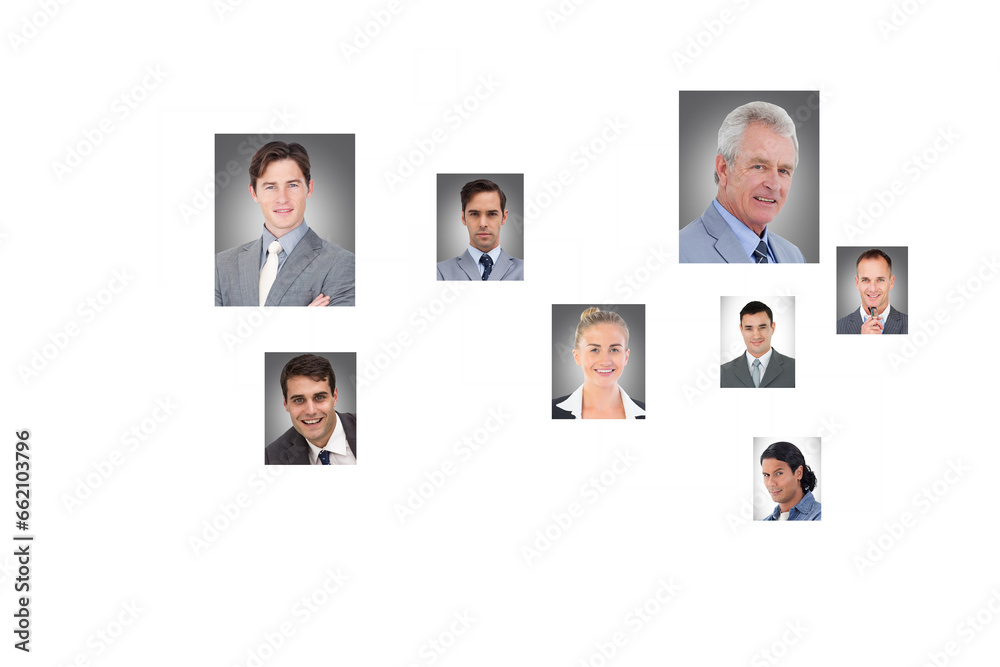 Digital png illustration of diverse business people and shapes on transparent background Digital png illustration of diverse business people and shapes on transparent background