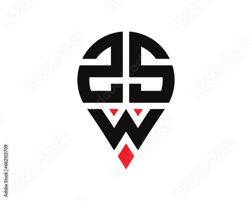 Free Download ZSW letter location shape logo design. ZSW letter location logo simple design. - GFXLoad