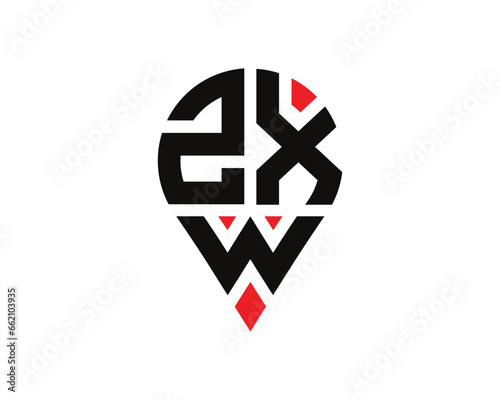 Free Download ZXW letter location shape logo design. ZXW letter location logo simple design. - GFXLoad
