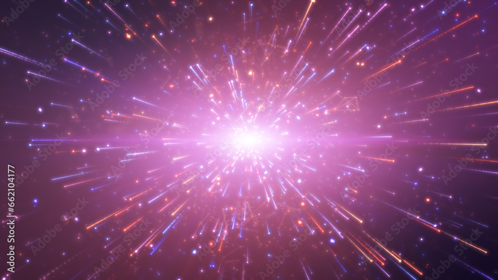 Fototapeta premium Explosion in the sky, Dust particle and light effect .