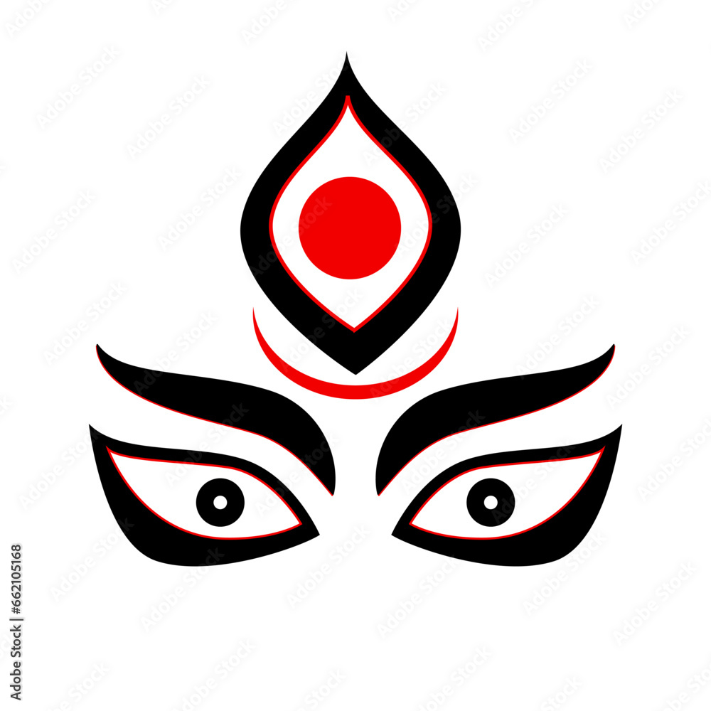 Fototapeta premium Devi Durga face illustration vector icon.