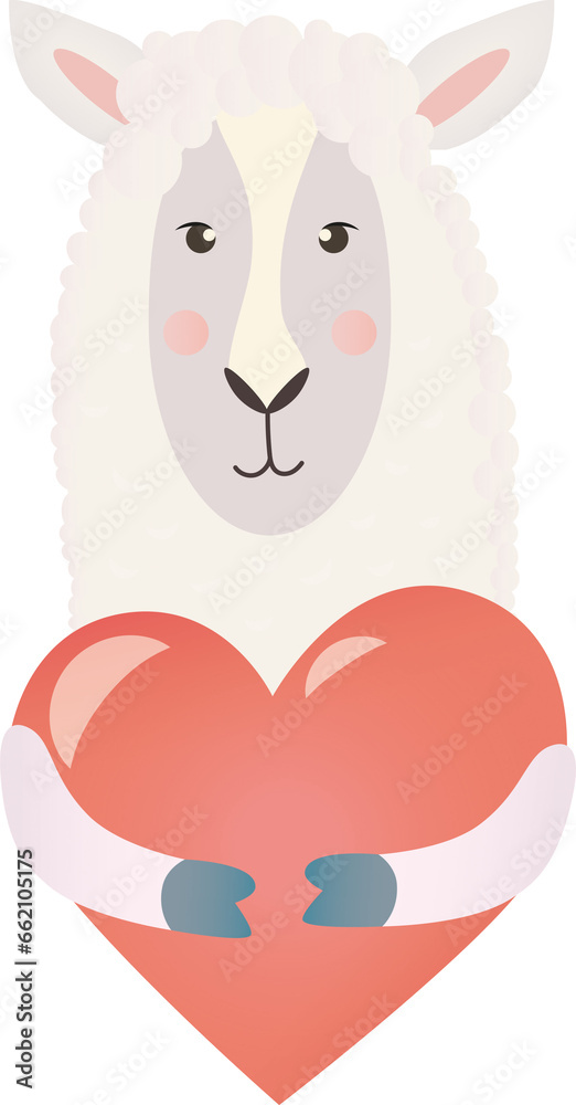 Digital png illustration of sheep holding heart on transparent background Digital png illustration of sheep holding heart on transparent background