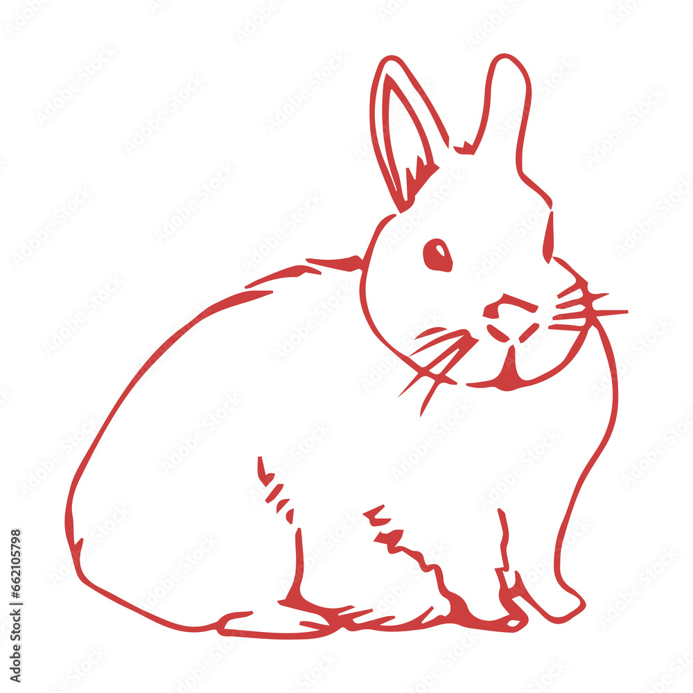 Fototapeta premium Digital png illustration of red bunny sitting on transparent background