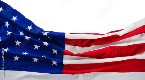 Digital png illustration of flying usa flag on transparent background