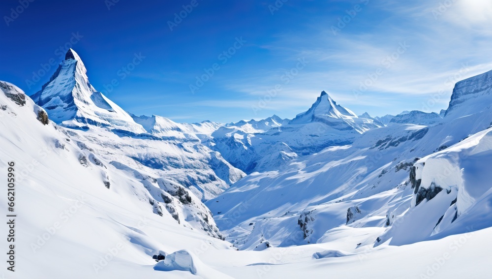 Panoramic view of snowy mountain