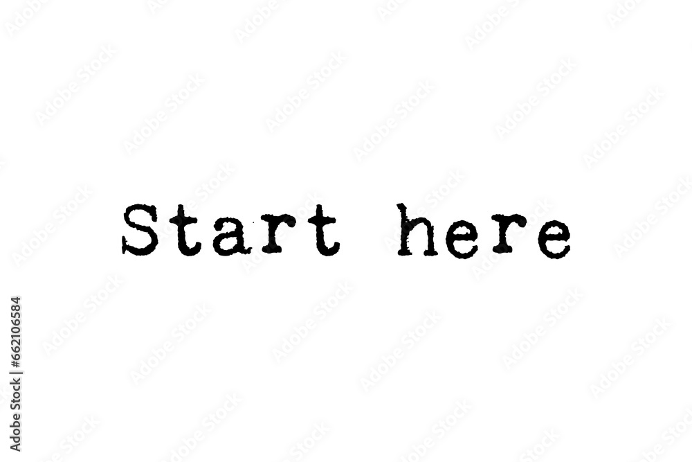 Digital png illustration of start here text on transparent background