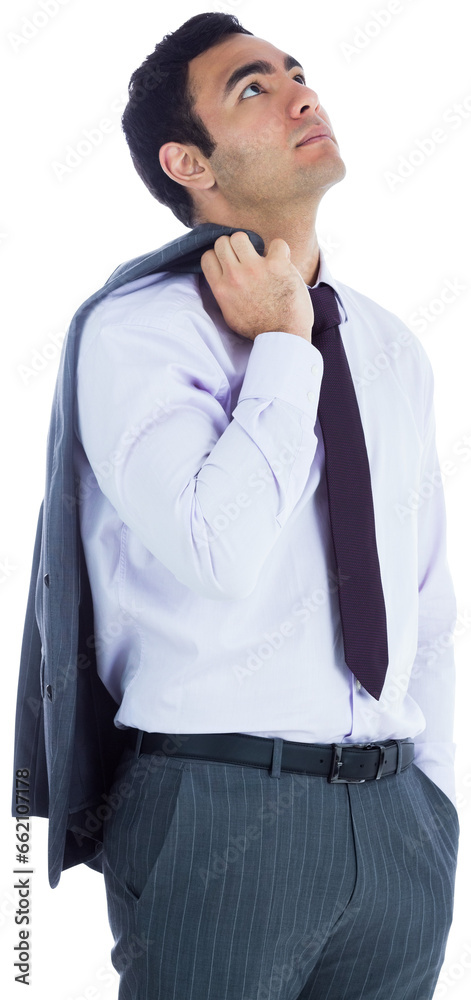 Digital png photo of thoughtful biracial businessman on transparent background Digital png photo of thoughtful biracial businessman on transparent background