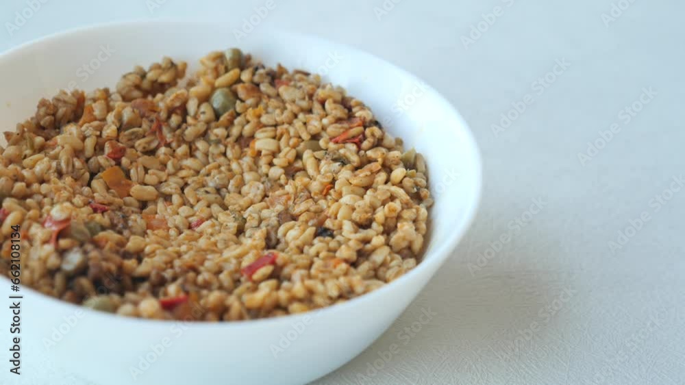 bulgur rice with tomato on a plate , bulgur rice with tomato on a plate ,