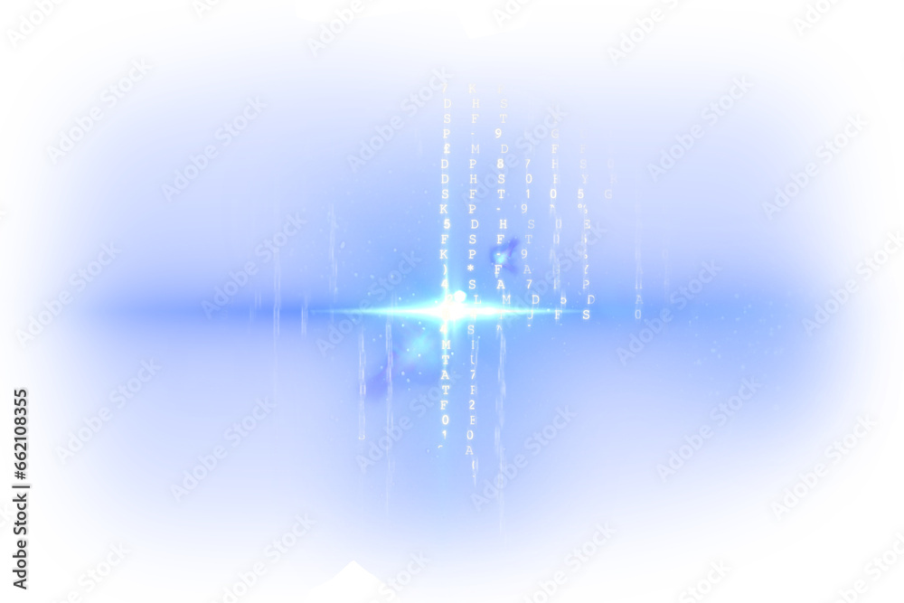 Digital png illustration of data and light spots on transparent background