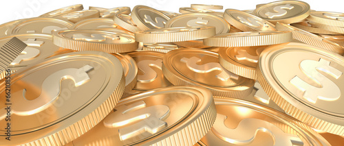Digital png illustration of golden coins with dollar symbols on transparent background