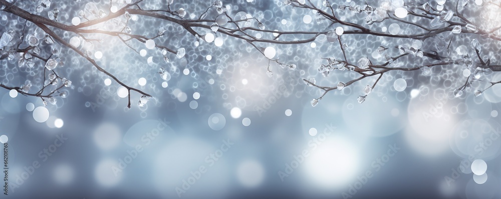 Sparkling silver branches on a light silver blur background, creating a magical and festive atmosphere. Template for Christmas and New Year cards, social media posts, and website designs. Copy space. Sparkling silver branches on a light silver blur background, creating a magical and festive atmosphere. Template for Christmas and New Year cards, social media posts, and website designs. Copy space.