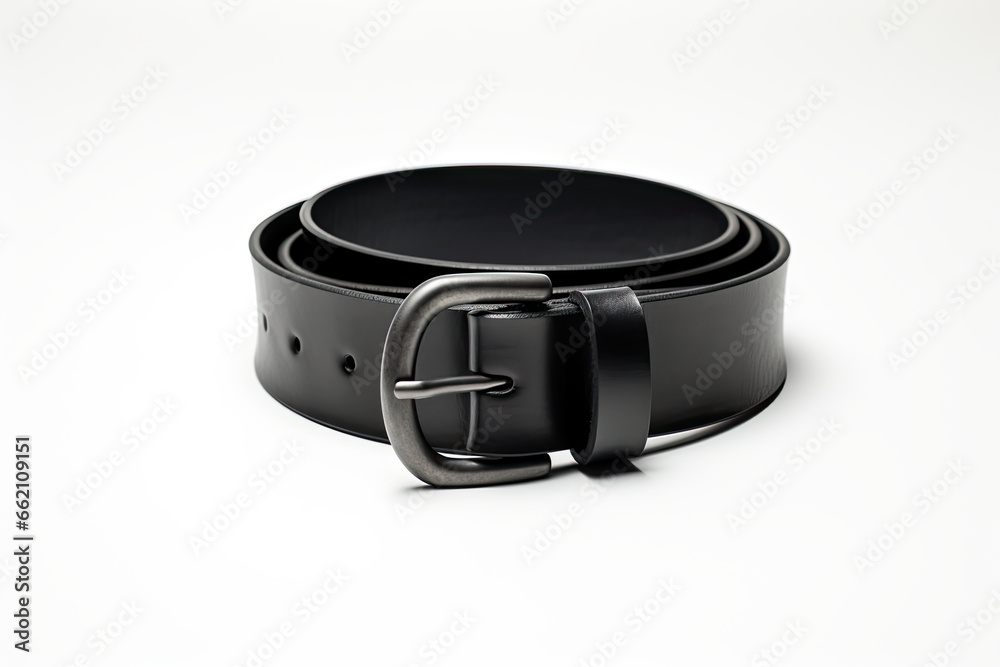 Women leather black belt on white background.. Women leather black belt on white background..