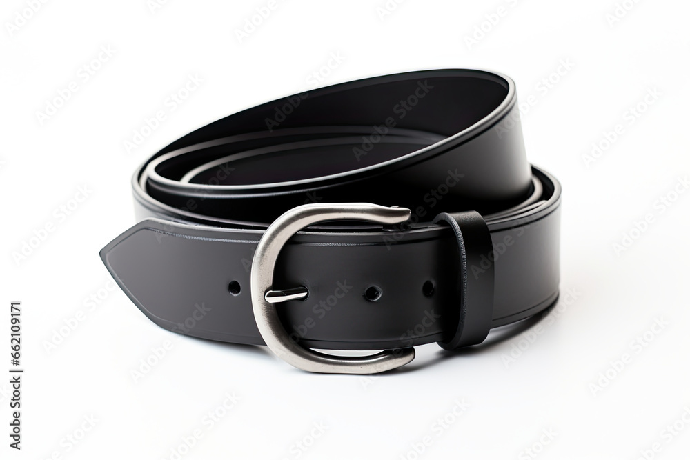Women leather black belt on white background.. Women leather black belt on white background..