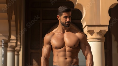 handsome male model with arabic backgroud