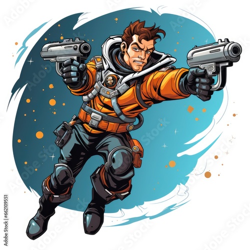 Space pirate character exploring uncharted galaxies