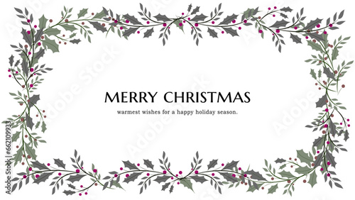 holly Christmas Background Frames.　柊のクリスマス背景フレーム