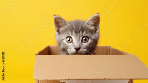 kitten cat in box ai generated