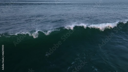 Mighty wave in slow motion, mesmerising moment of a colossal wave crashes into the ocean, surfing spot