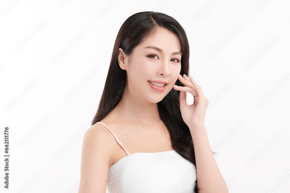 Beautiful young asian woman with clean fresh skin on white background, Face care, Facial treatment, Cosmetology, beauty and spa, Asian women portrait. Beautiful young asian woman with clean fresh skin on white background, Face care, Facial treatment, Cosmetology, beauty and spa, Asian women portrait.