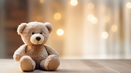 teddy bear on wooden board
