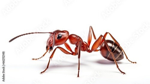 close up brown ant isolated on a white background