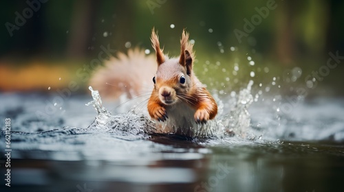 squirrel playing with water