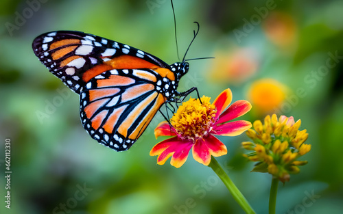 Create a vibrant and multicolored butterfly with an intricate pattern on its wings. The composition should highlight the vivid and diverse color palette found in butterflies. © Sarang