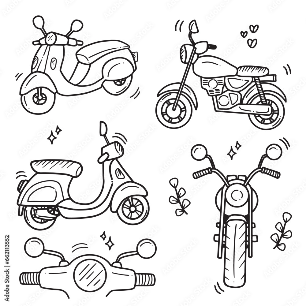 vector handrawing motorcycle graphic elements
