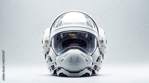 White astronaut helmet, white background.