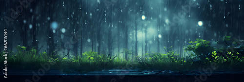 abstract monsoon night background with forest rain