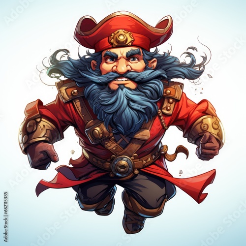 Dashing pirate character in an adventure film