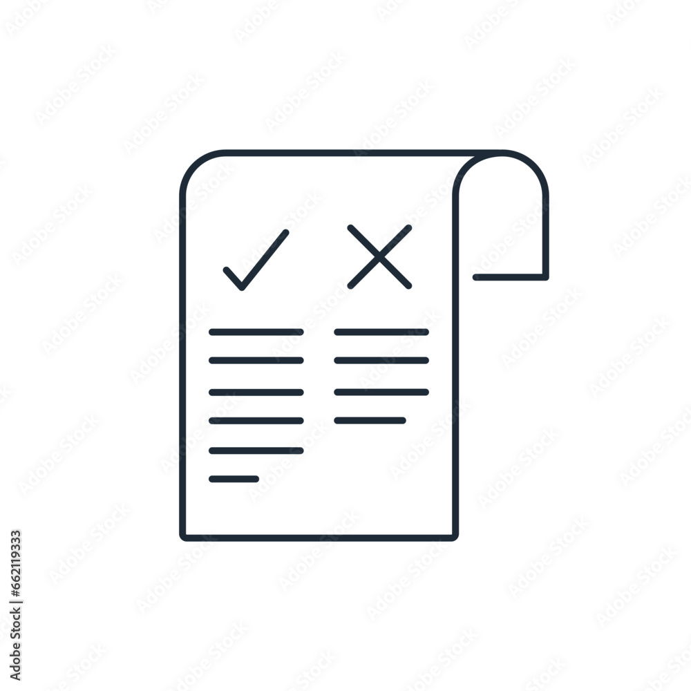 Done, not done. Vector linear icon isolated on white background. Done, not done. Vector linear icon isolated on white background.