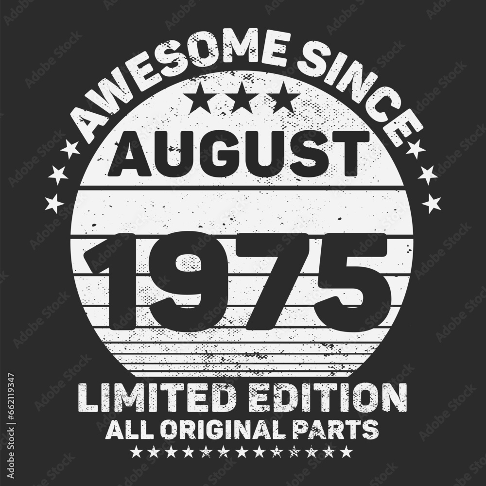 Awesome Since 1975. Vintage Retro Birthday Vector, Birthday gifts for women or men, Vintage birthday shirts for wives or husbands, anniversary T-shirts for sisters or brother