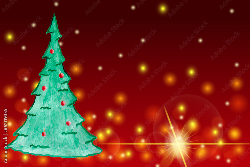Happy New Year and Merry Christmas! Can be used as a postcard, internet banner or flyer. Illustration has space for text , copy space Happy New Year and Merry Christmas! Can be used as a postcard, internet banner or flyer. Illustration has space for text , copy space