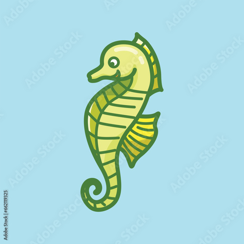 Sea horse cartoon character vector illustration design isolated on white background children book concept