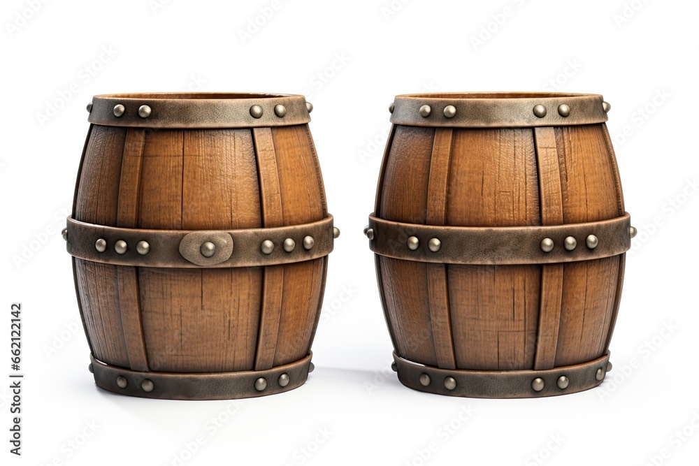Fototapeta premium wooden barrel isolated on white background