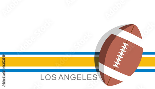 Template for presentation or infographics with Los Angeles Chargers American football team uniform colors lines and ball