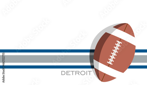 Template for presentation or infographics with Detroit Lions American football team uniform colors lines and ball