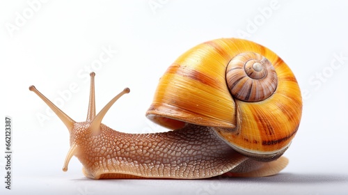 close up snail isolated on white background
