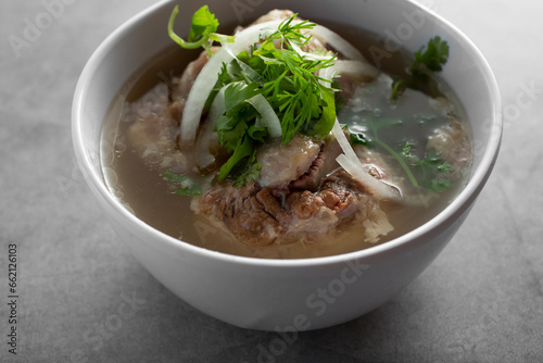 A view of oxtail in broth.