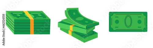 Money dollar banknotes and bills, wealth vector