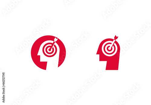 Logo Head of Man and Target Arrow, Minimalist and Modern Logo Template Premium. Editable FIle