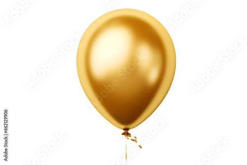 gold helium balloon. Birthday balloon flying for party and celebrations. Isolated on white background. Generative AI