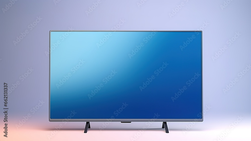 Smart TV with blank empty mockup blue screen connected