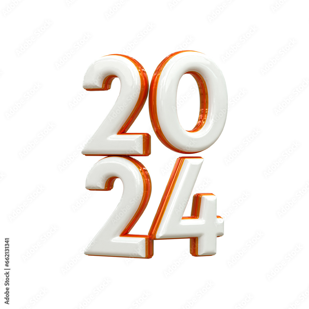 3d rendering Happy new year 2024 gold 3d text effect banner design template 3d rendering Happy new year 2024 gold 3d text effect banner design template